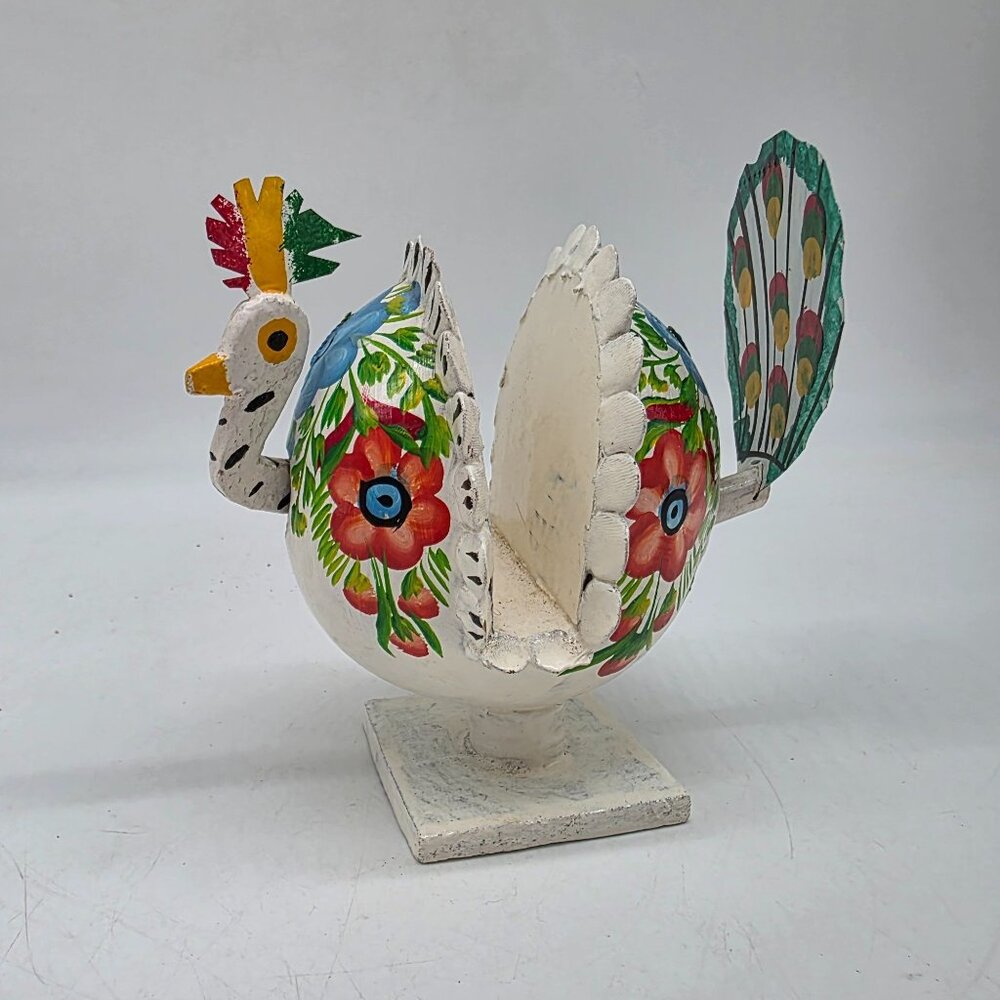 Hand-Painted Folk Art Wooden Bobble Head & Bobble Tail Napkin Holder 5.5" high